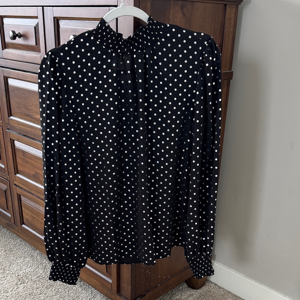 CeCe Black and White Polka Dot Blouse